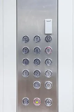 Push buttons of an elevator Stock Photos