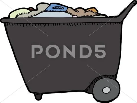 Push cart with trash Stock Illustration
