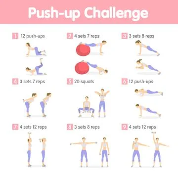 Push up challenge. Stock Illustration