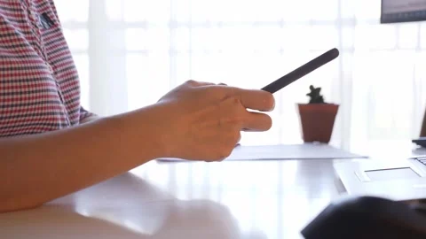 Push-in, close up, unrecognizable hands typing on smartphone. Stock Footage 173745908