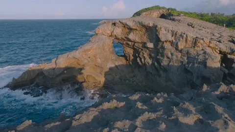 Push In Dolly + Look Down Drone Shot of Cueva del Indio, Arecibo, Puerto Rico 4K Stock-Footage 167669022