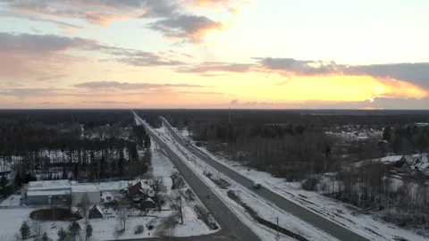 Push-in drone shoot above dual lane highway. Chasing a white semi truck 스톡 동영상 164724023