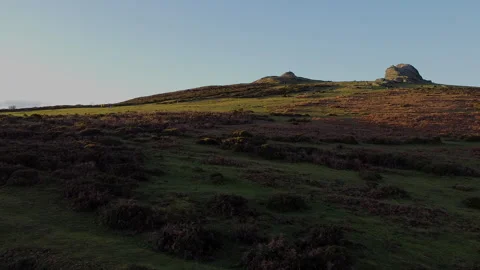 Push in drone shot of Haytor Stock Footage 151118866