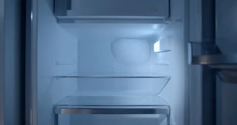 Push In to Empty Open Refrigerator, Poverty and Food Shortage Concept 動画素材 347015828