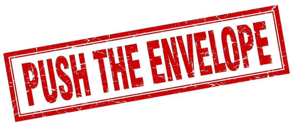 Push the envelope square stamp Stock Illustration