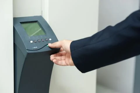 Push finger button switch on Foto stock