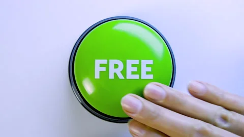 Push Free download button. Big sale, online shopping, lottery. Bonus, giveaway Stock Footage 142071878