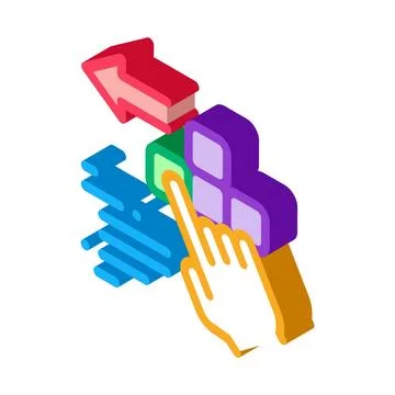 Push game controller button isometric icon vector illustration Stock Illustration