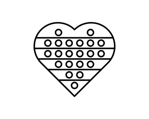 Push heart-shapped Bubble Outline Fidget Toy Sensory Toy Bubble Popper Pop It Stock Illustration