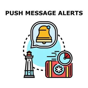 Push message alerts concept with notification bell Stock Illustration