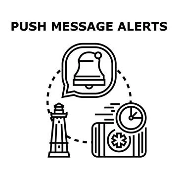 Push message alerts concept with notification bell Stock Illustration