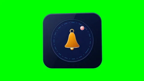 Push Notification Alert Ringing Bell Badge Swinging on Green Screen. Stock Footage 346366751