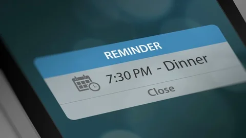 Push Notification with Dinner Reminder on Smart Phone Stock Footage 118987147