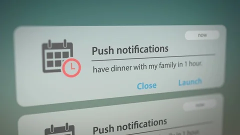 Push Notification with Dinner Reminder on Smart Phone Stock Footage 124505595
