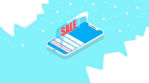 Push notification on the phone in the application, isometric illustration. Stock Illustration