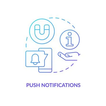 Push notifications blue gradient concept icon Stock Illustration