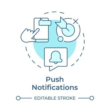 Push notifications soft blue concept icon Stock-Illustration