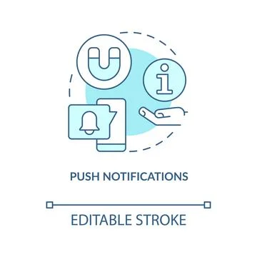 Push notifications turquoise concept icon Stock Illustration
