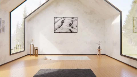 Push out shot of an empty room in a mode... | Stock Video | Pond5