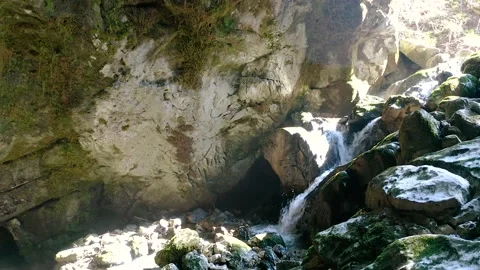 Push Out Shot of The Stunning River Floating in Karst Cave, Secret Tunnel. Stock Footage 237072695