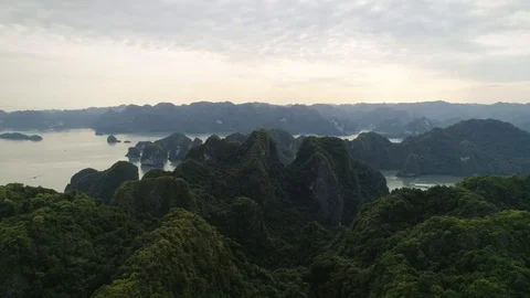 Push out video shows of Halong Bay in Vietnam Stock-Footage 125356844