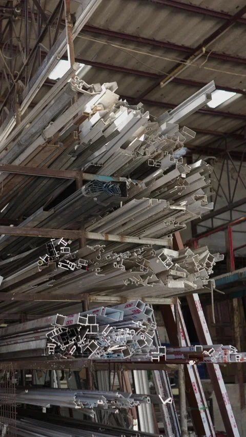 Push out wide shot of a dangerous metal industrial factory - FHD Vertical video Stock Footage 265497465