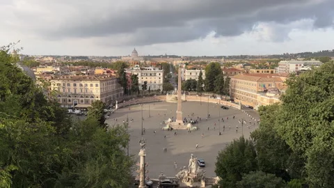 Push Over Railing To Piazza Del Popolo In Rome Italy Stock Footage 253698930