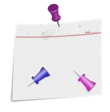 Push pin and paper note Stock Illustration