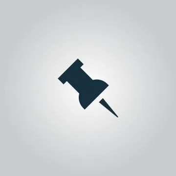 Push pin black isolated icon Stock Illustration
