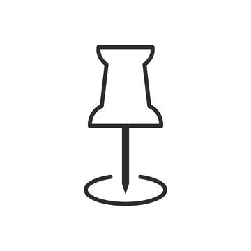 Push pin in flat style. Needle, pinned, attach vector illustration on isola.. Illustrazione stock