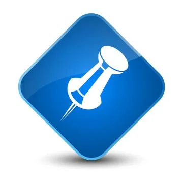 Push pin icon elegant blue diamond button Stock Illustration
