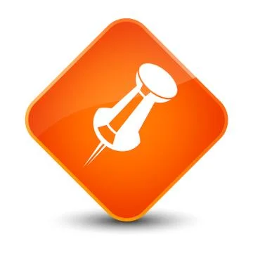 Push pin icon elegant orange diamond button Stock Illustration