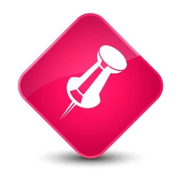 Push pin icon elegant pink diamond button Stock Illustration