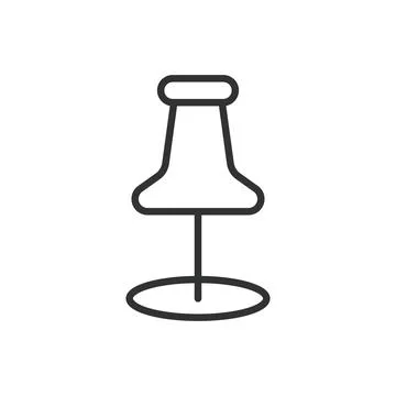 Push pin icon in line design. pin, office, stationery, marker, attachment, note Stock Illustration