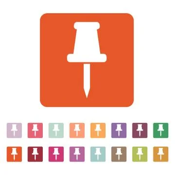 The push pin icon. Memo and note, attachment symbol. Flat Stock Illustration