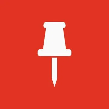 The push pin icon. Memo and note, attachment symbol. Flat Stock Illustration