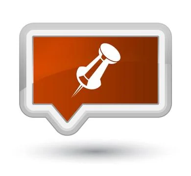 Push pin icon prime brown banner button Stock Illustration
