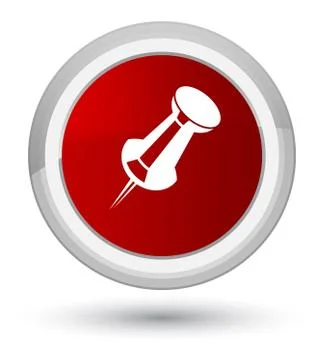 Push pin icon prime red round button Stock Illustration