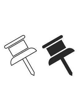 Push Pin Icon Set Design Stock Illustration