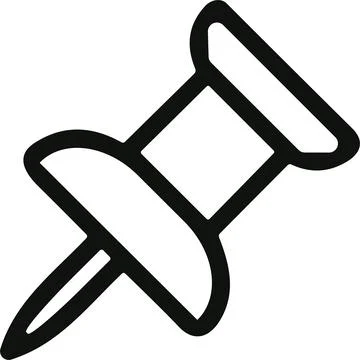 Push pin icon. Thumbtack for note attach . Paperclip symbol. Pushpin flat s.. Stock Illustration