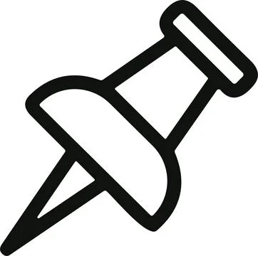 Push pin icon. Thumbtack for note attach . Paperclip symbol. Pushpin flat s.. Stock Illustration