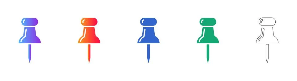 Push Pin Icons for Office, Mapping, and Organization Stock Illustration