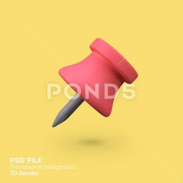 Push pin isolated 3d render icon illustration PSD Template