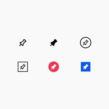 Push Pin Location Icon Set User Interface Vector Illustration Stock Illustration