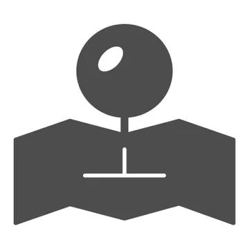 Push pin on map solid icon. Location pin vector illustration isolated on white Stock Illustration