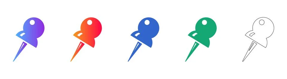 Push Pin Marker Icon Collection Stock Illustration