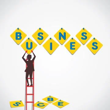 Push pin paper note create business word vector Ilustração Stock