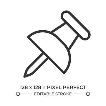 Push pin pixel perfect line icon Stock Illustration