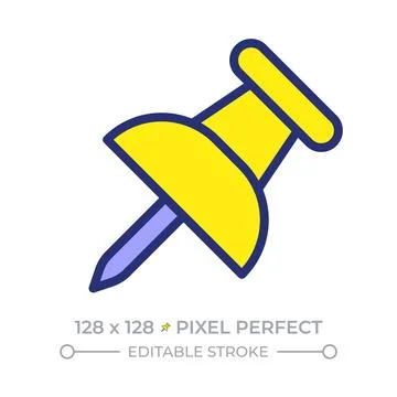 Push pin pixel perfect line color icon Stock Illustration
