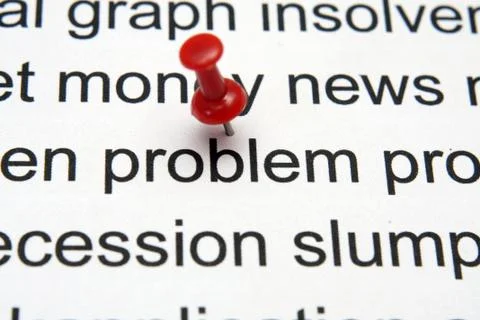 Push pin on problem text 库存插图